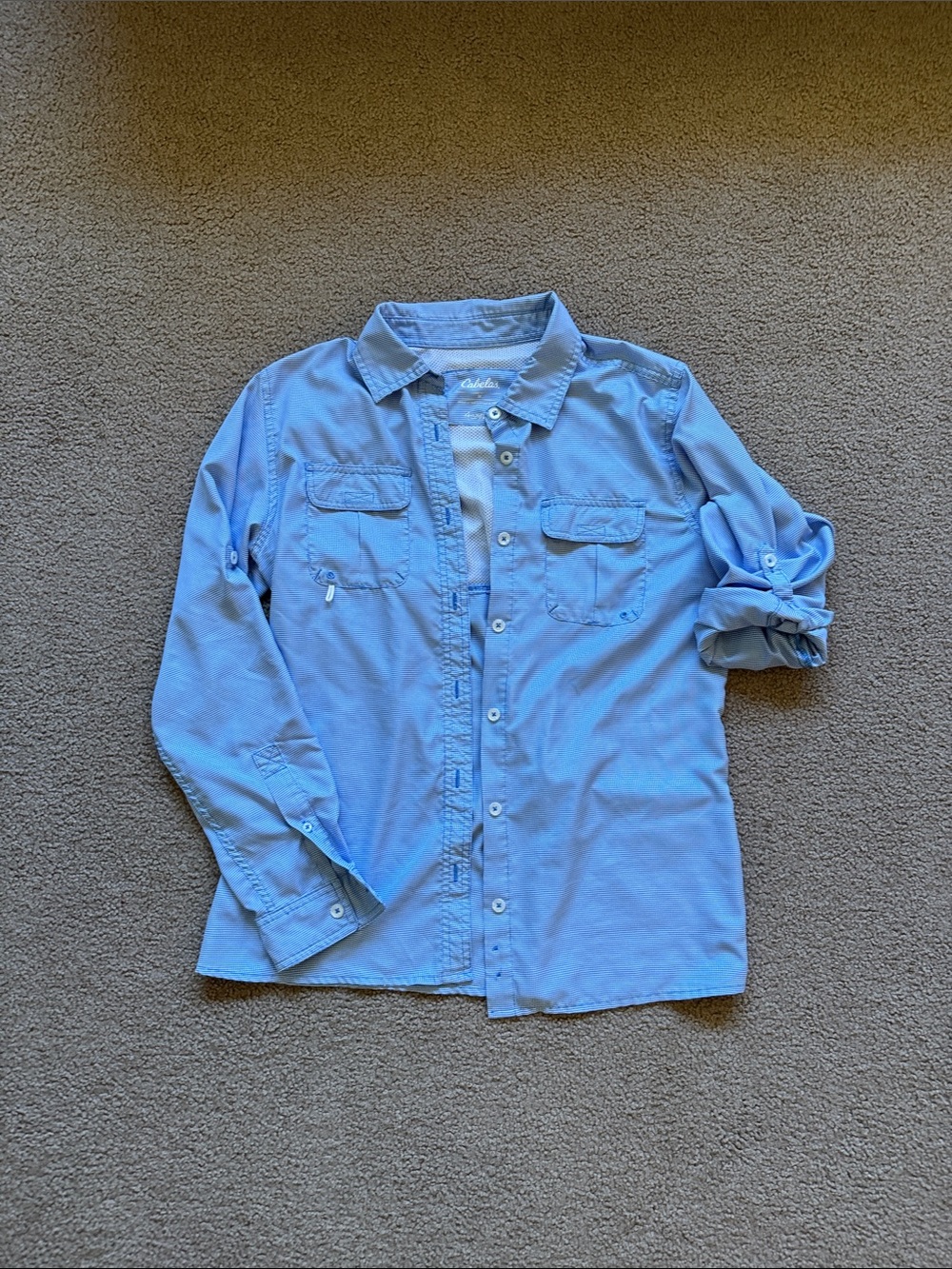 Cabela's Light Blue Women's UPF 30 lightweight Button-Down Shirt